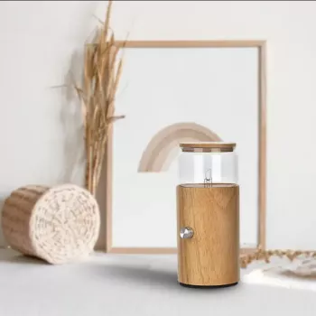 Dyfuzor szklany z drewniana podstawą Walec