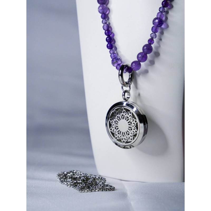naszyjnik zapachowy z ametystem i cyrkonią
