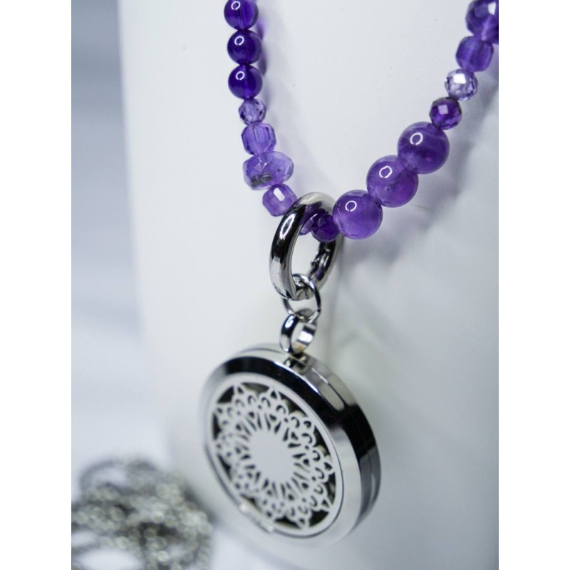 naszyjnik zapachowy z ametystem i cyrkonią
