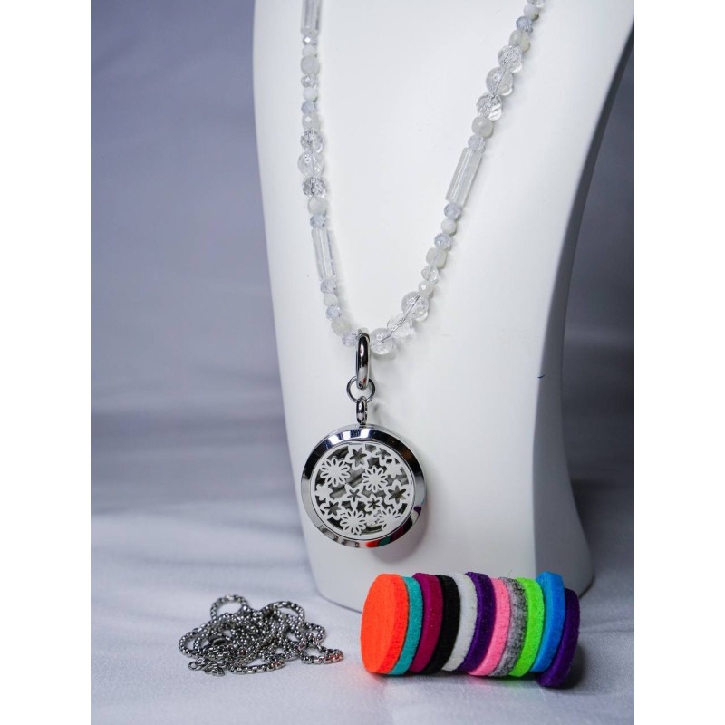 naszyjnik zapachowy z kryształem górskim i kamieniem księżycowym