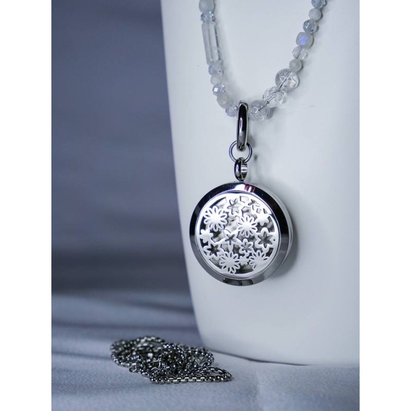 naszyjnik zapachowy z kryształem górskim i kamieniem księżycowym